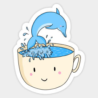 Dolphin Swimming In A Cup Of Tea Sticker